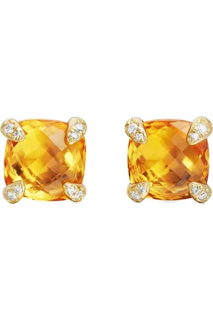 David Yurman Aretes Chatelaine en oro amarillo de 18kt con citrino y diamante (8mm)