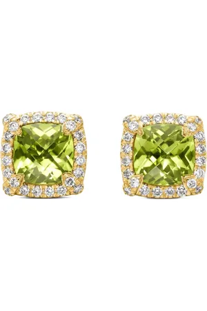 David Yurman Aretes Chateleine en oro amarillo de 18kt con diamantes y peridoto de 5mm