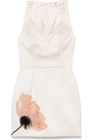 Elisabetta Franchi Vestido corto de satén con bordado floral