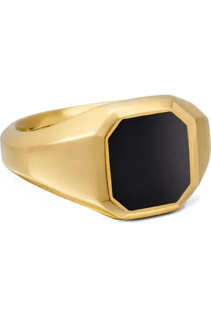 David Yurman Anillo de sello Streamline en oro amarillo de 18kt con ónix de 14mm