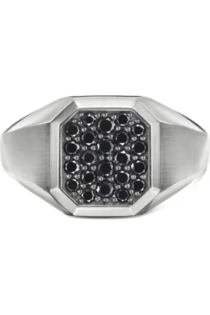 David Yurman Anillo de sello Streamline en plata de ley con diamante de 14mm