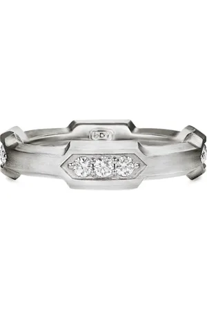 David Yurman Anillo Hex Station en plata de ley con diamante de 6mm