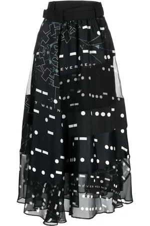 SACAI Falda midi con estampado gráfico