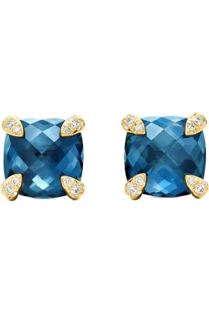 David Yurman Aretes Chatelaine en oro amarillo de 18kt con diamantes y topacio de 8mm