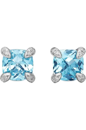 David Yurman Aretes Petite Chatelaine en plata de ley con diamante y topacio (6mm)