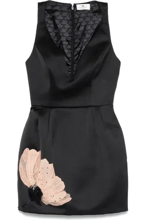 Elisabetta Franchi Vestido corto de satén con bordado floral