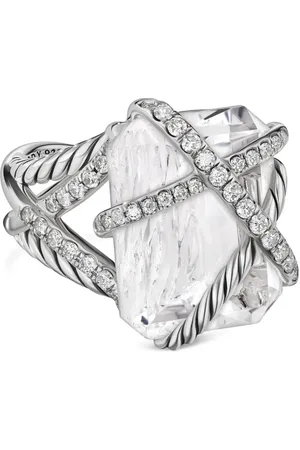 David Yurman Anillo Cable Wrap en plata de ley con diamantes y cristal de 18mm