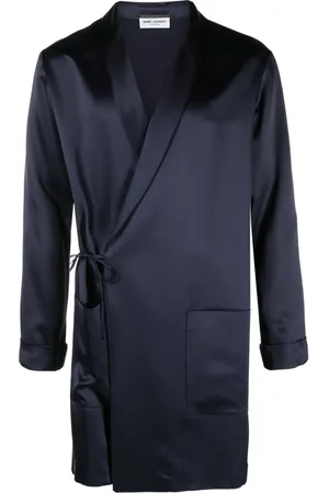 Saint Laurent Abrigo de seda con diseño descentrado