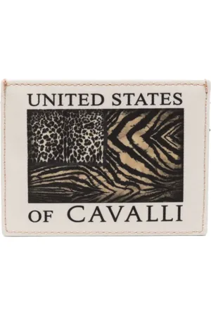 Roberto Cavalli Tarjetero con logo y animal print