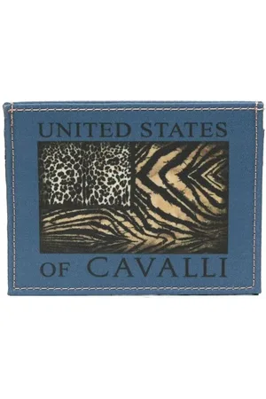 Roberto Cavalli Tarjetero con logo y animal print