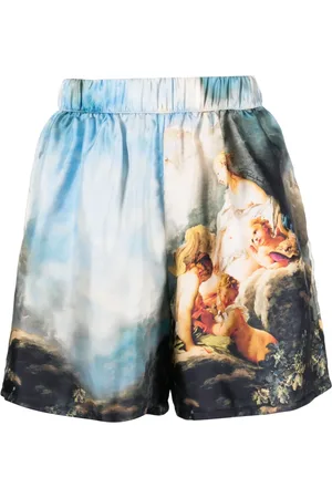 Roberto Cavalli Shorts de seda con estampado gráfico