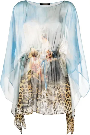 Roberto Cavalli Blusa de seda con estampado de pintura