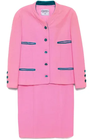 CHANEL Falda con chamarra sin cuello 1996