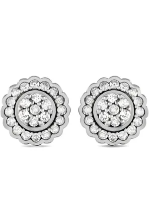 LB Exclusive Aretes Flower en oro blanco de 14kt con diamantes