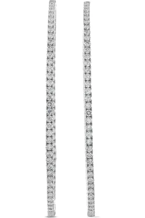 LB Exclusive 14K white gold diamond hoop earrings