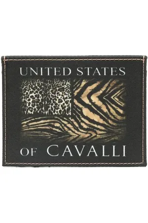 Roberto Cavalli Tarjetero con logo y animal print