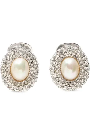 Dior Aretes de clip con detalles de strass 1990-2015