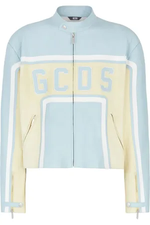 GCDS Chamarra de cuero con aplique del logo
