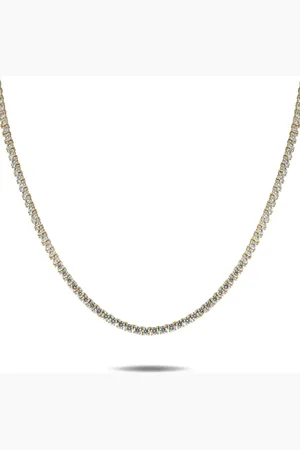 LB Exclusive 14K yellow gold tennis diamond necklace