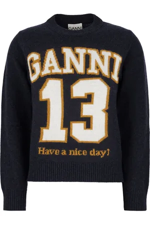 Ganni Suéter con logo en jacquard