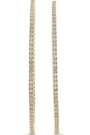 LB Exclusive 14K yellow gold hoop diamonds earrings