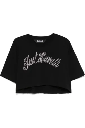 Roberto Cavalli Top corto con aplique del logo