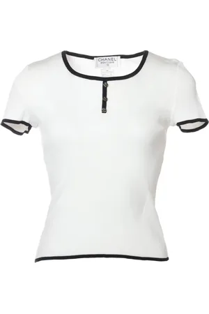 CHANEL Playera de tejido fino de canalé 1995