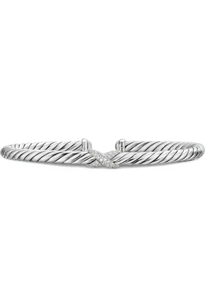 David Yurman Brazalete Cable Flex X Station en plata de ley con diamante