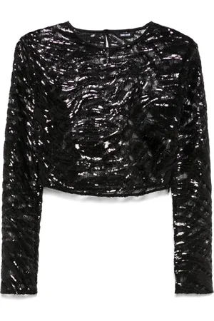 Roberto Cavalli Top corto con lentejuelas
