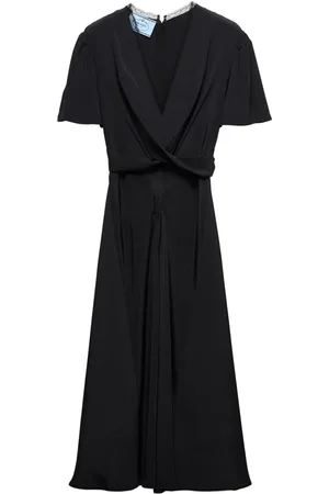 Prada Vestido midi manga corta con cuello en V