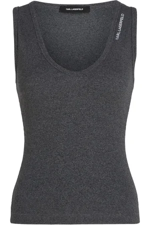 Karl Lagerfeld Top de canalé con cuello en V