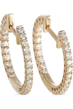 LB Exclusive Arracadas Inside-Out Hoop en oro amarillo de 14kt con diamantes