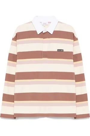 Maison Kitsuné Playera tipo polo manga larga con rayas estampadas