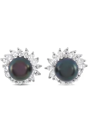 LB Exclusive Aretes en platino con diamantes y perla