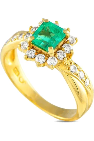 LB Exclusive Anillo en oro amarillo de 18kt con diamante y esmeralda