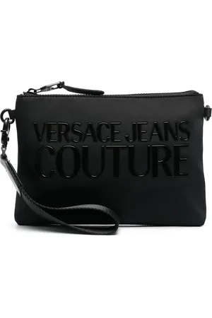 VERSACE Bolsa de mano con parche del logo y cierre