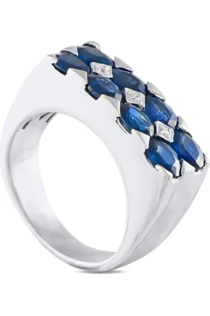 LB Exclusive Anillo en oro blanco de 18kt con diamante y zafiro