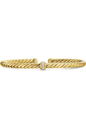David Yurman Brazalete Cablespira® Flex Station en oro amarillo de 18kt con diamantes