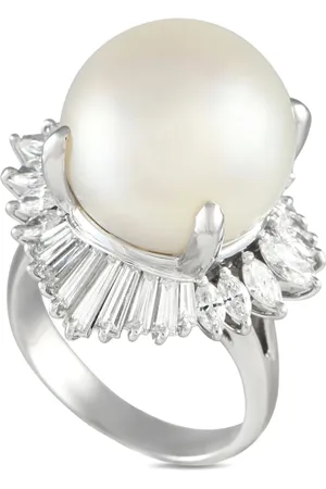 LB Exclusive Anillo en platino con diamantes y perla