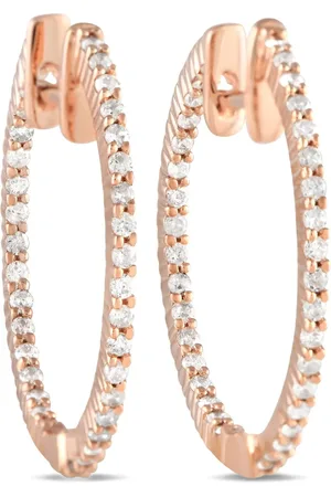 LB Exclusive Arracadas Inside-Out en oro rosa de 14kt con diamante