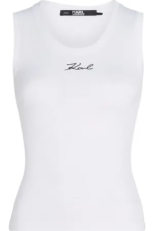 Karl Lagerfeld Top tejido de canalé con logo bordado