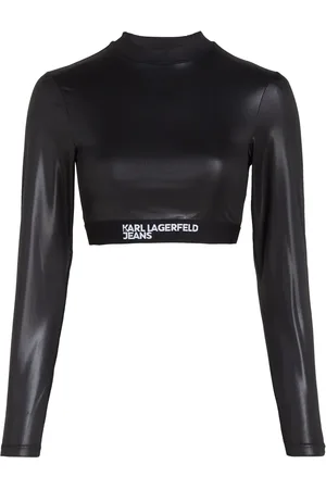 Karl Lagerfeld Top corto con logo en el dobladillo