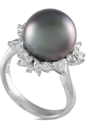 LB Exclusive Anillo en platino con diamantes y perla