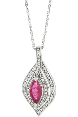 LB Exclusive Collar en oro blanco de 14kt con diamante y rubí