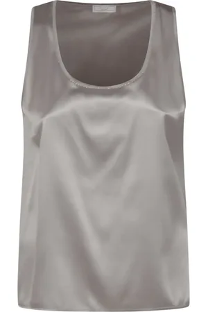 PESERICO SIGN Top satinado con cuello redondo