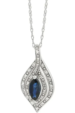 LB Exclusive Collar en oro blanco de 14kt con diamantes y zafiro