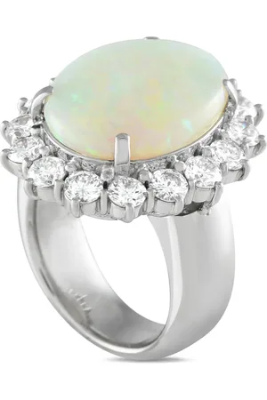 LB Exclusive Anillo en platino con diamante y ópalo
