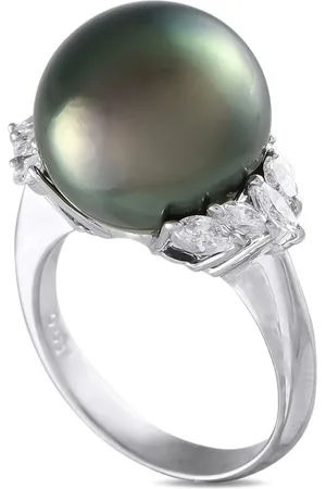 LB Exclusive Anillo en platino con diamantes y perla