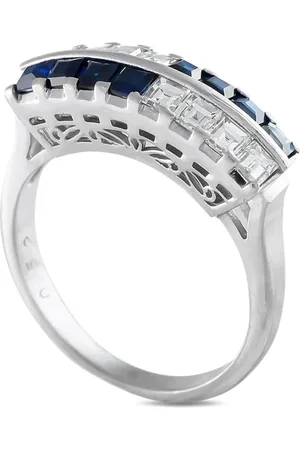 LB Exclusive Anillo en platino con diamantes y zafiro