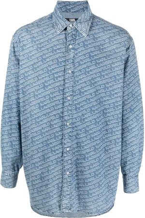 Karl Lagerfeld Camisa de mezclilla con monograma del logo